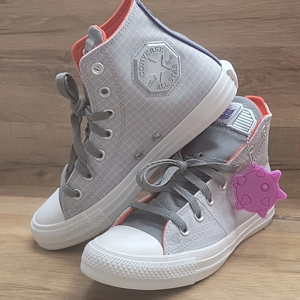 Gray and Red High-Top Sneakers. . brand new in the box no lid authentic uper tex